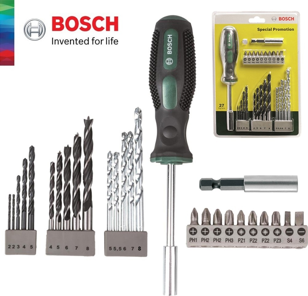 BOSCH GSR 180-Li Akülü Vidalama Şarjlı Matkap + 27 Parça Tornavida Matkap Ucu Ve Vidalama Ucu Seti