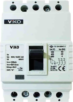 VMF1-125-SN2 125A 3 Kutuplu 25KA Sabit Kompakt Şalter