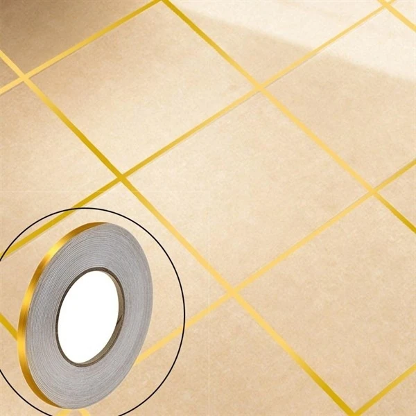 50 Metre Fayans Arası Su Geçirmez Sızdırmaz Yapışkanlı Dekoratif Şerit Bant Altın Renk