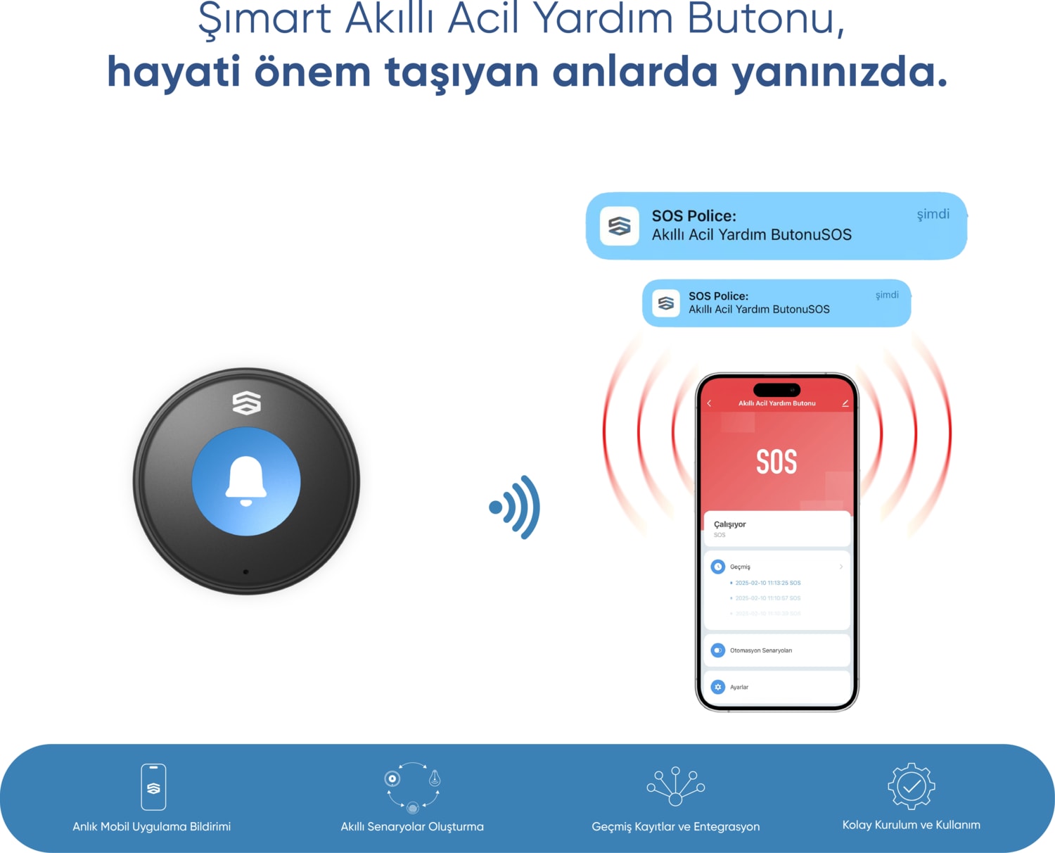 Akıllı Acil Yardım Butonu Yaşlı ve Hastalar Için Tek Tuşla Bildirim