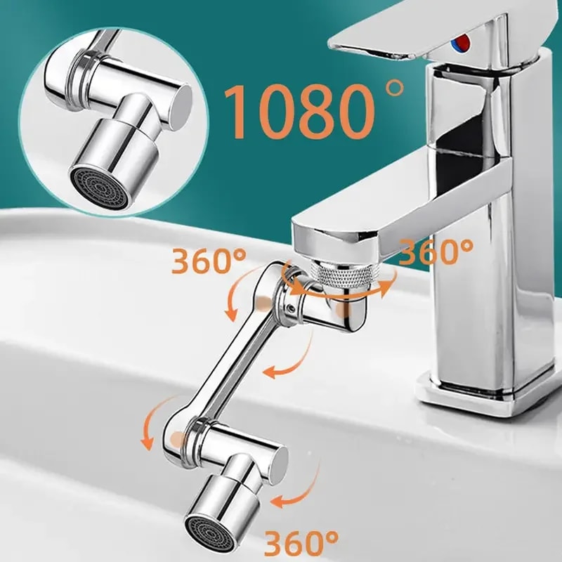 1080 Derece Dönebilen Mutfak ve Lavabo Bataryası Akrobat Musluk Ucu (5047)