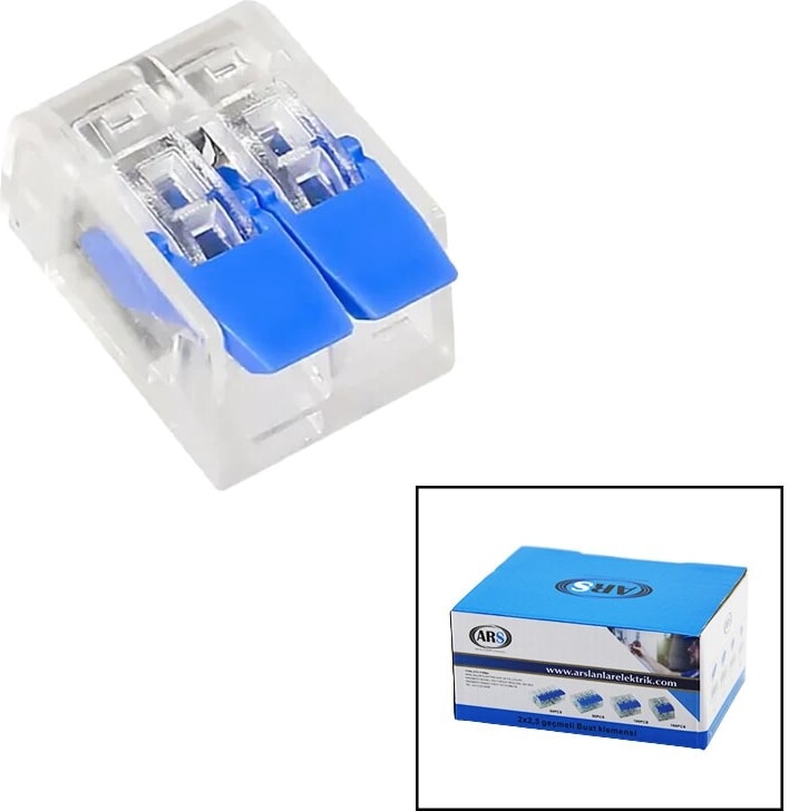 100 Adet 2 Li 2x2.5 Kablo Geçmeli Mandallı Buat Klemensi (5224)