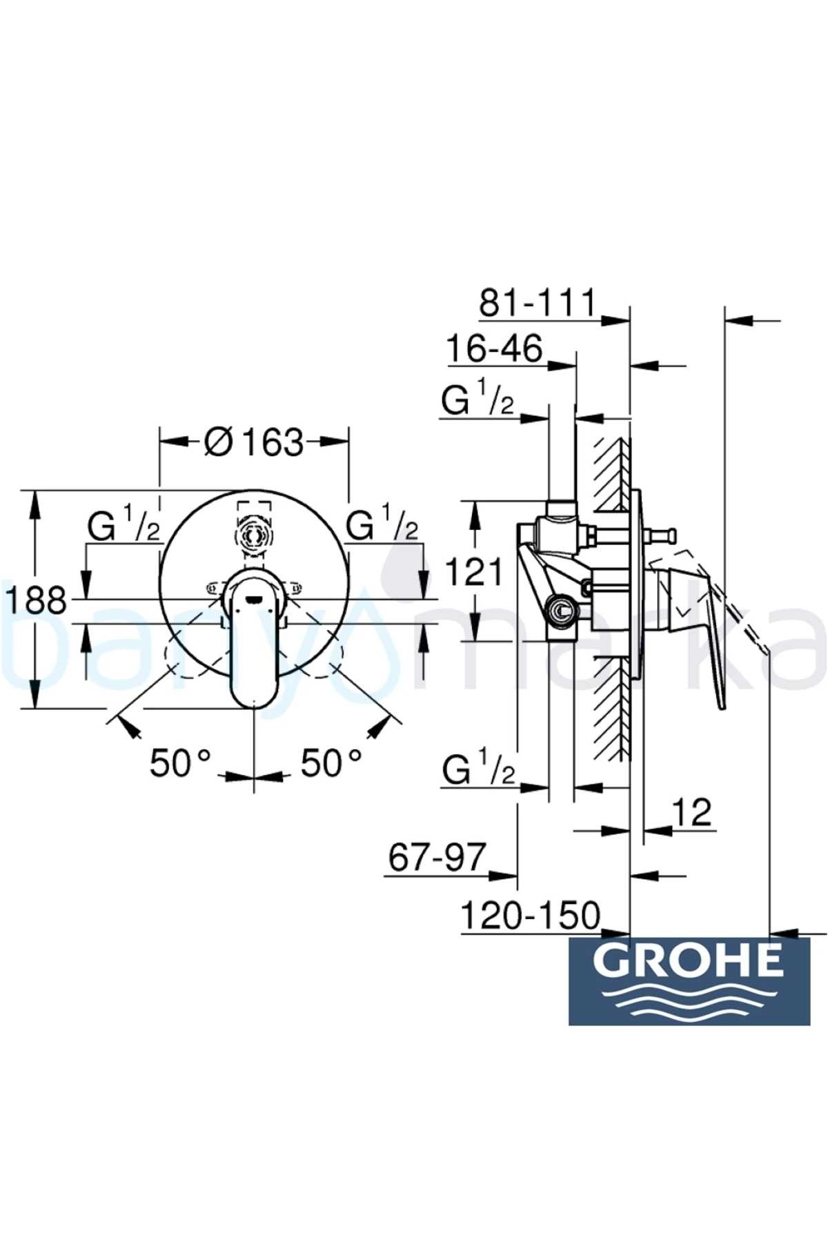 Eurosmart Cosmopolitan Ankastre Banyo Bataryası, Tepe ve El Duşu Seti - 32879SET0