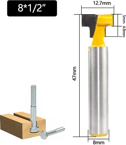 03 1 Adet 8mm Shank Freze Kesicisi Ahşap Oyma T-Yuvası Kesici Yönlendirici Bit Seti Altıgen Cıvata Anahtar Deliği Uçları T Planya Freze Kesicisi Ahşap (Yurt Dışından)