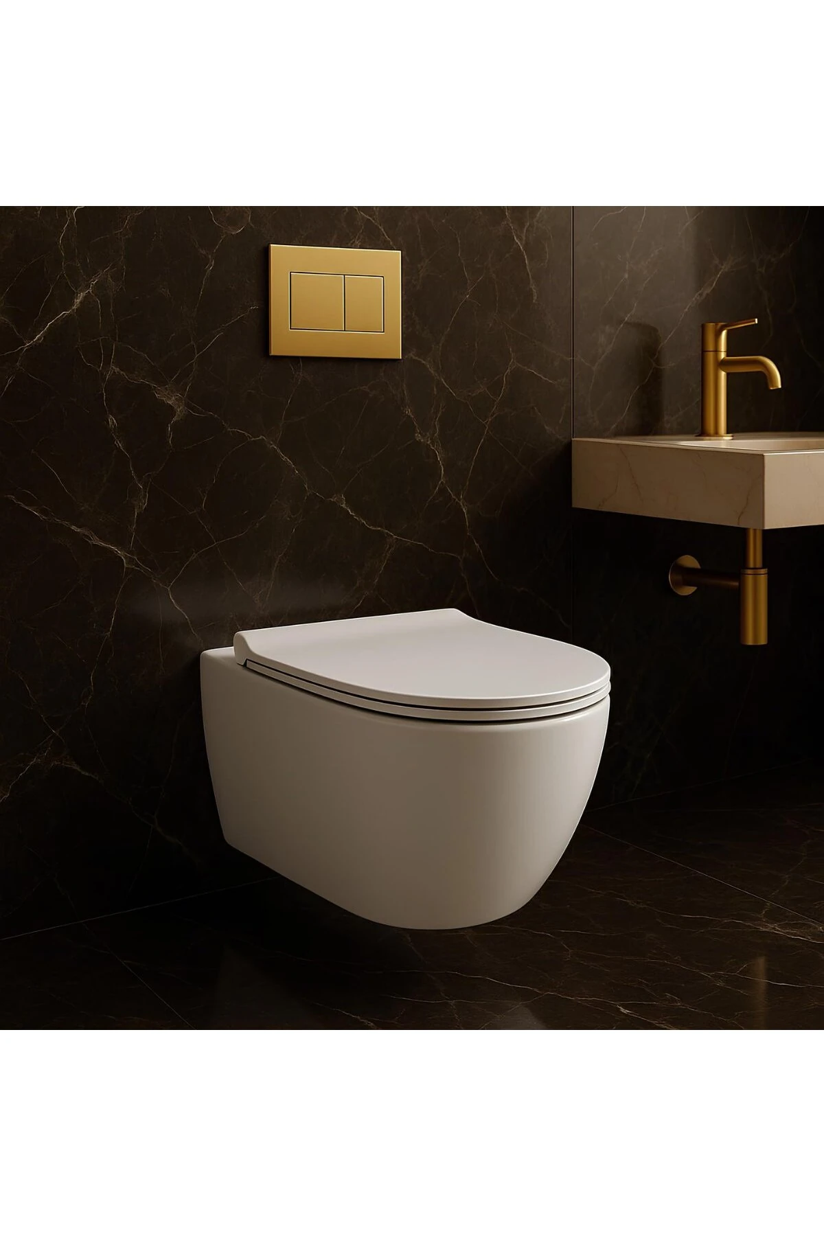 Rondo Beyaz Kanalsız Asma Klozet RND5512, Nkp Grande Yavaş Kapak