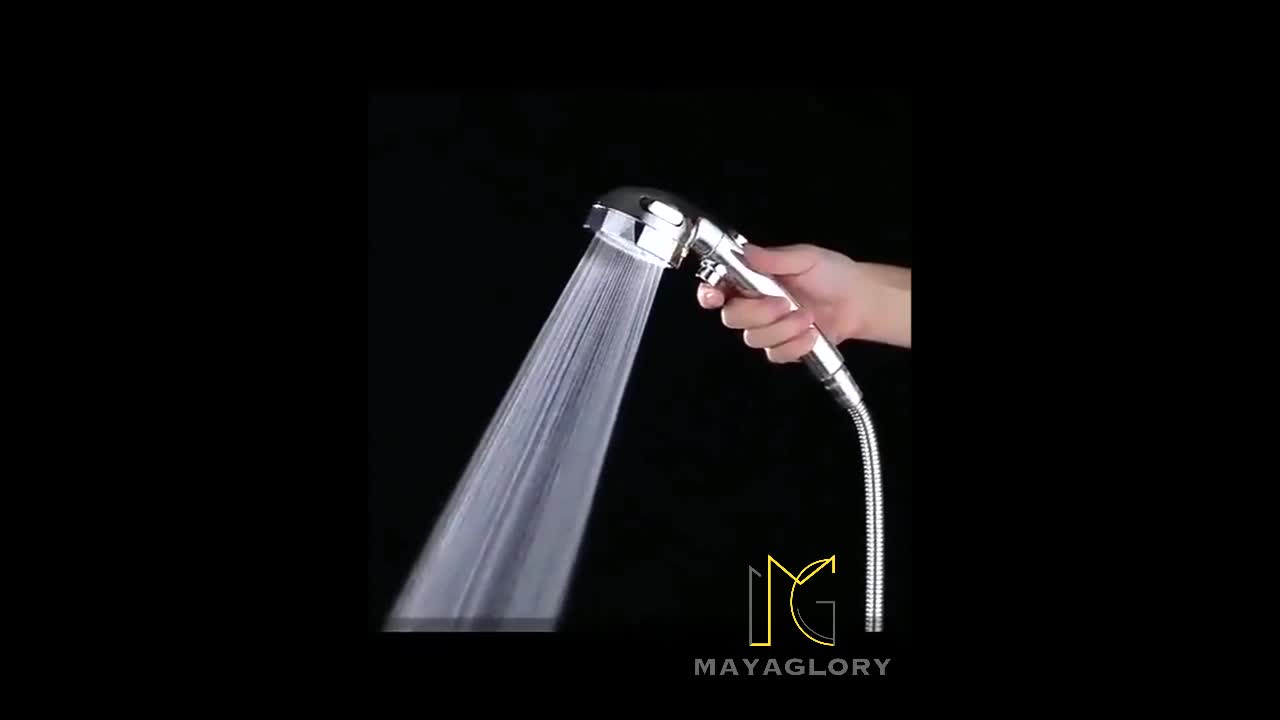 3 Fonksiyonlu Stoplu Krom Duş Başlığı, Krom Mafsal Ve Örgülü Hortum Duş Seti