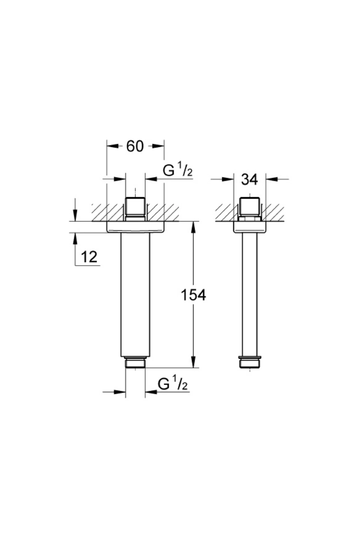 Rainshower® Tavan Iniş Borusu 154mm Krom - 27711000