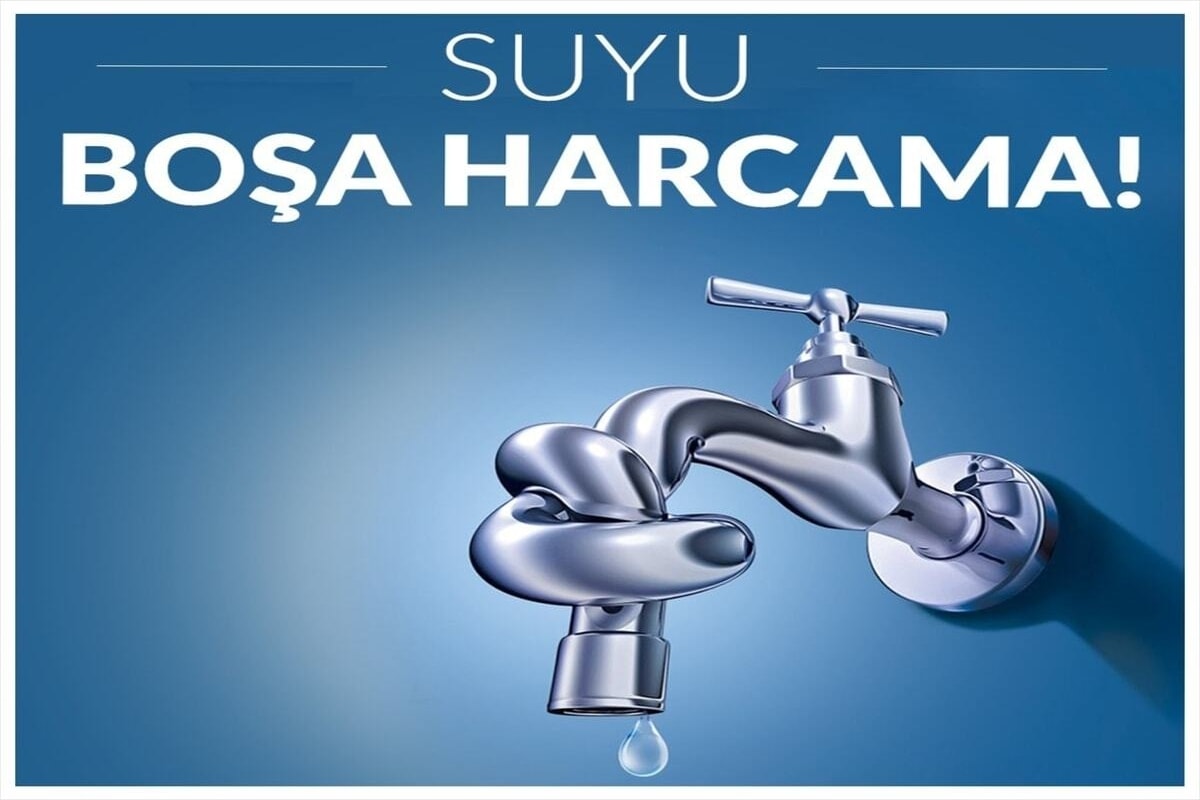 Uyarı ve Yönlendirme Levhaları " Suyu Boşa Harcama" A4 Boyutunda Sticker Etiket