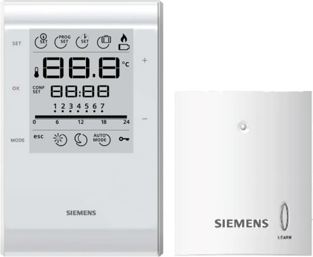 RDE50.1RF/SET Kablosuz Oda Termostatı Haftalık Programlanabilir Beyaz