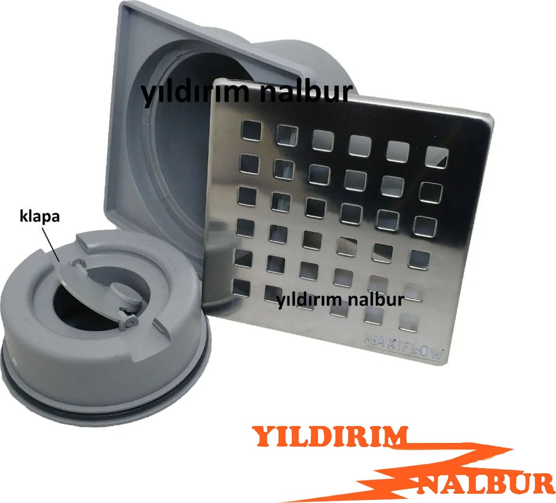 Yersifonu 15X15X50 Krom Paslanmaz Yandan Çıkış Klapalı Yer Sifonu Çekvalfli