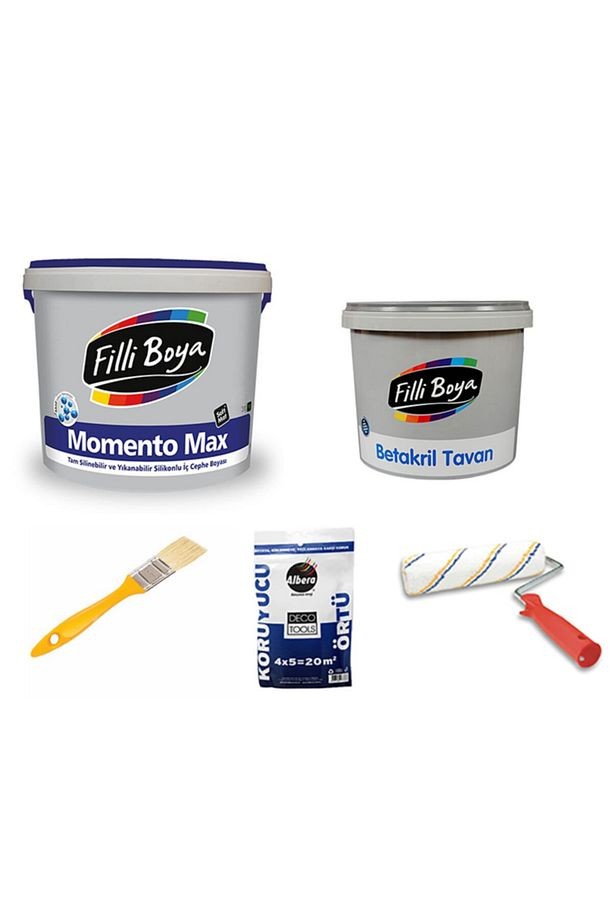 Filli Momento Max Silikonlu Iç Cephe Duvar Boyası 15 Lt + Tavan Boyası 10 Kg + Set Renk: Havai Mavi