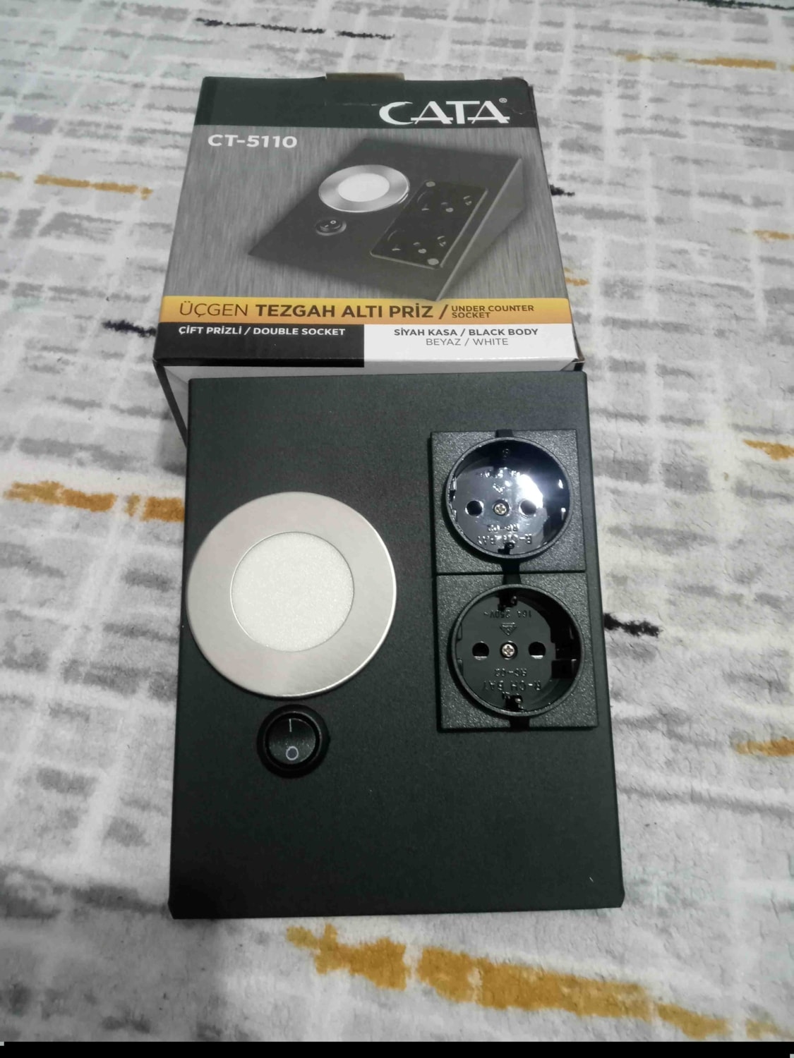 Siyah Kasa Tezgah Altı Priz