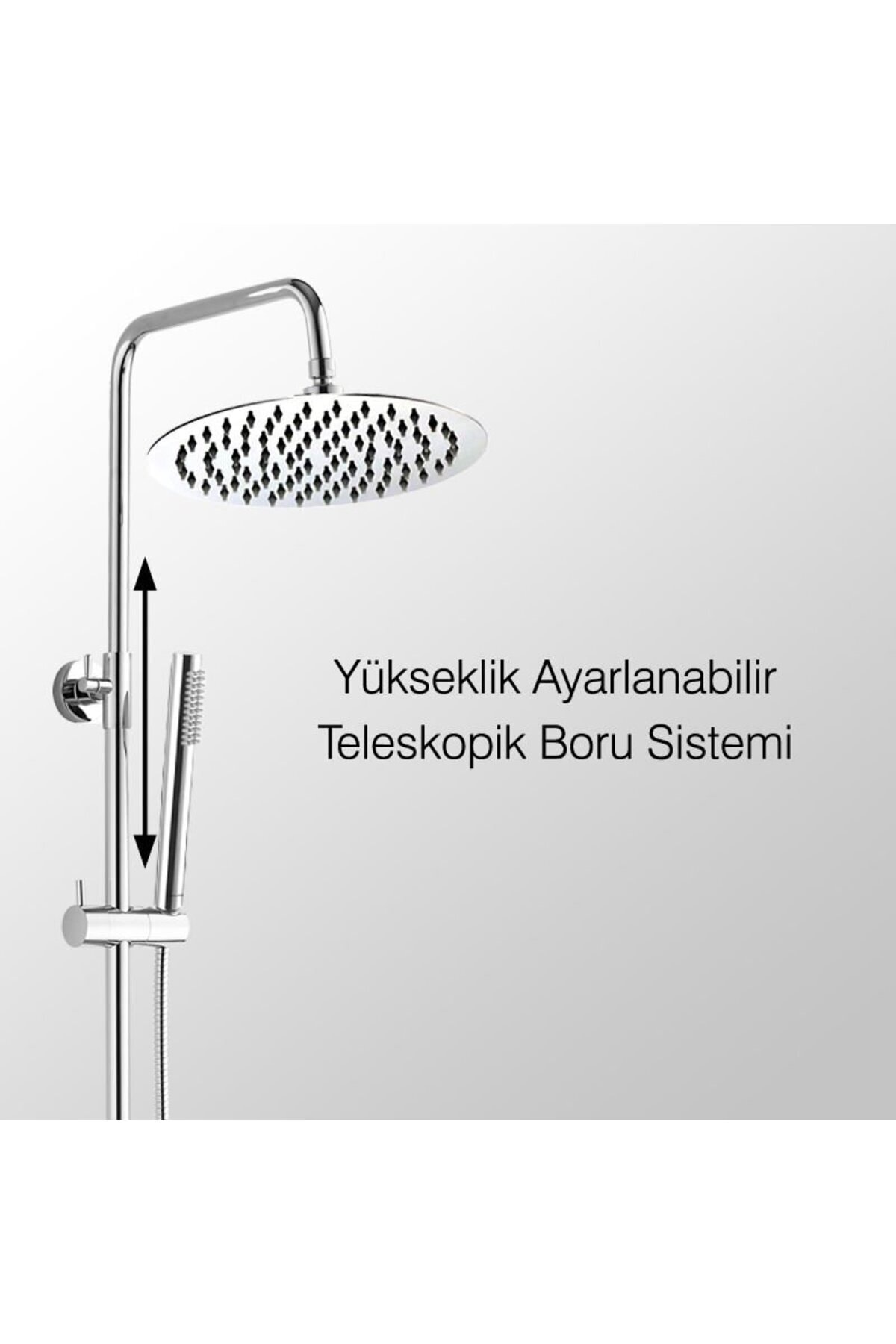Teleskopik Kolonlu Tepe Duş Seti Robot Duş Pirinç El Başlıklı Kds106-2