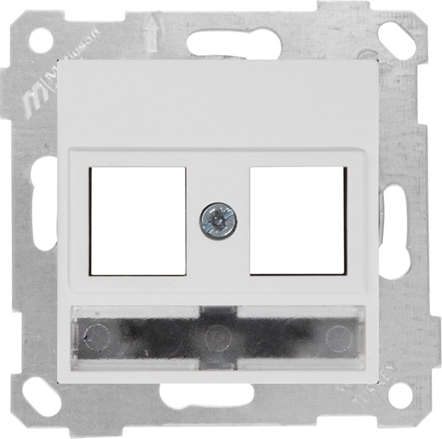 Rita Beyaz Mekanizma + Tuş Etiketli Telefon Data Priz (Konnektörsüz)