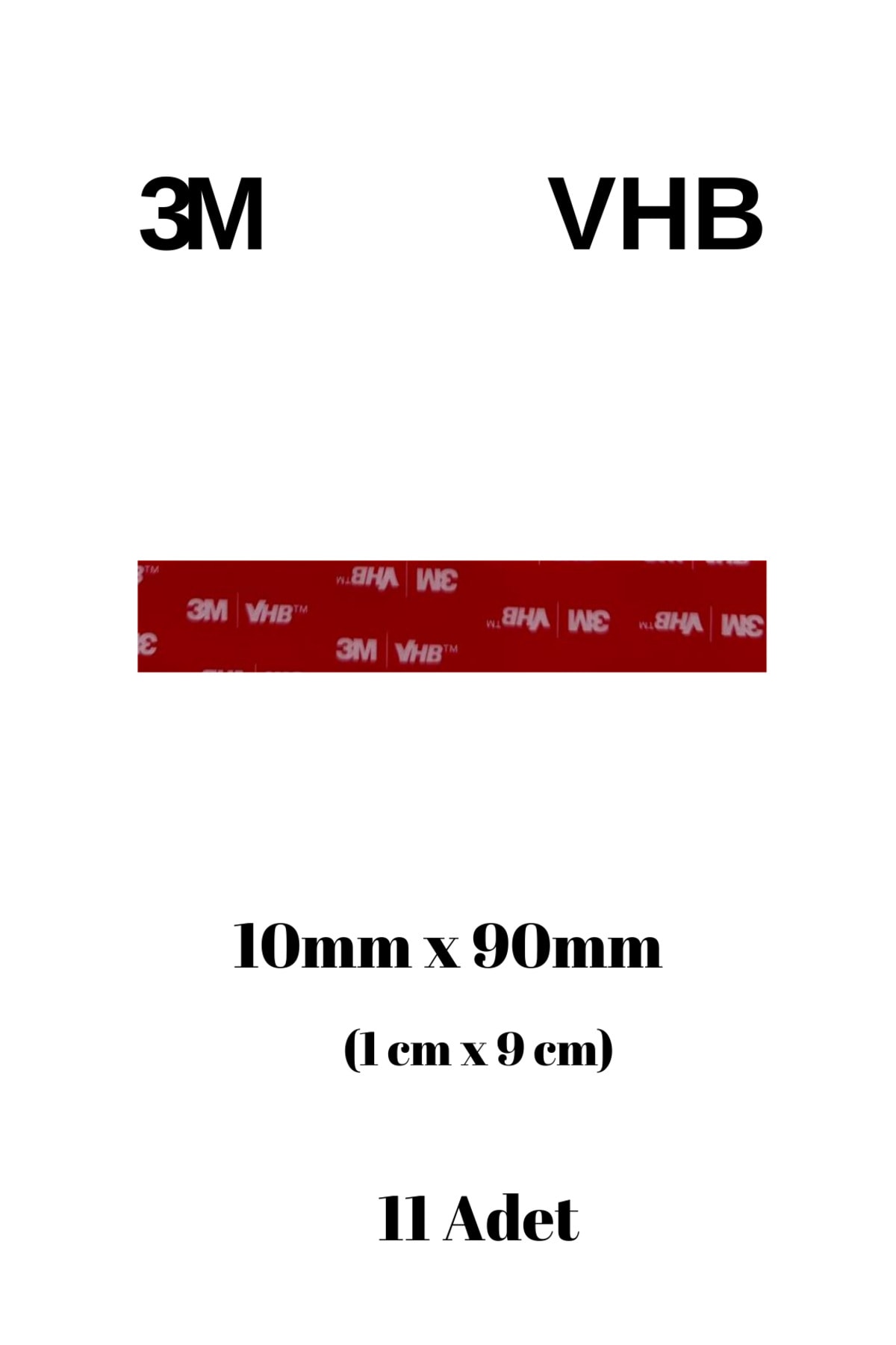 10x90x1mm Yedek Güçlü Çift Taraflı Vhb Bant Die Cut Kesim (11 ADET)
