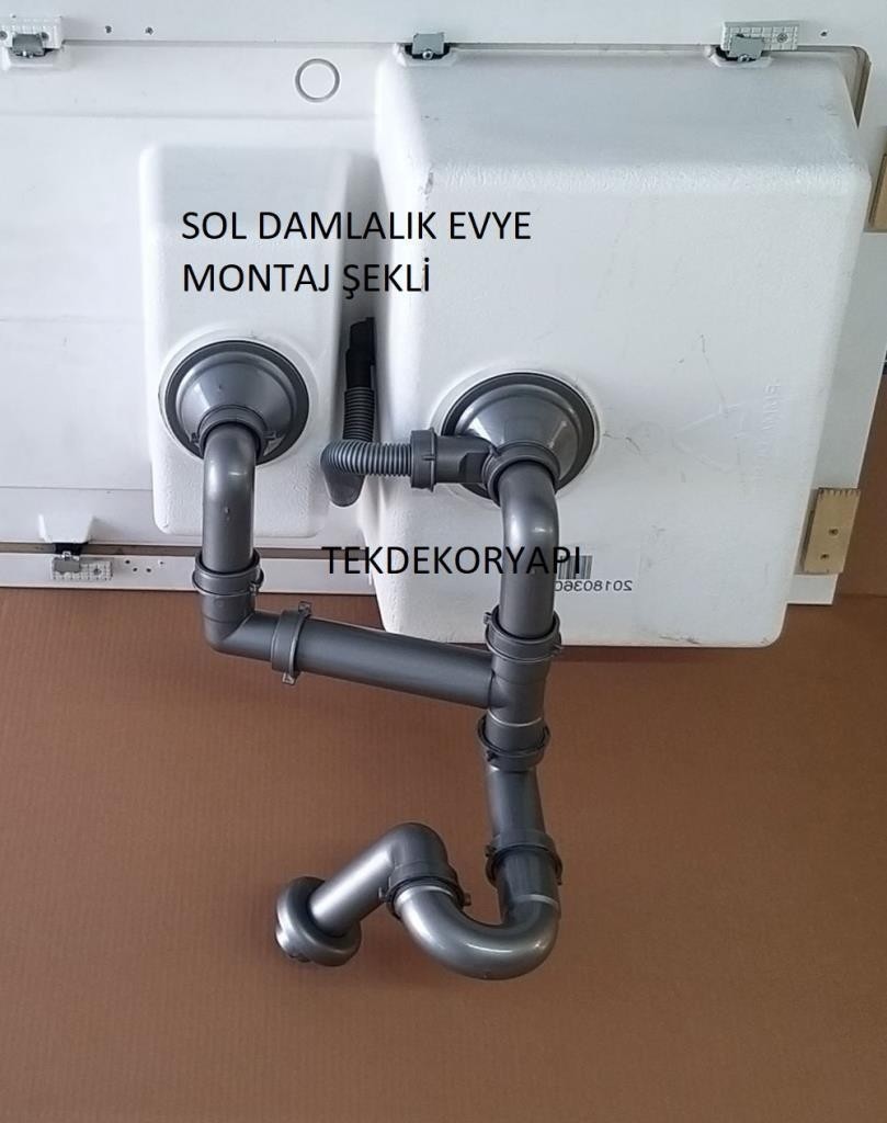 Tekdekor Granit Evye Sifonu Takımı 1,5göz  Franke Blonco Dominox Sifonu