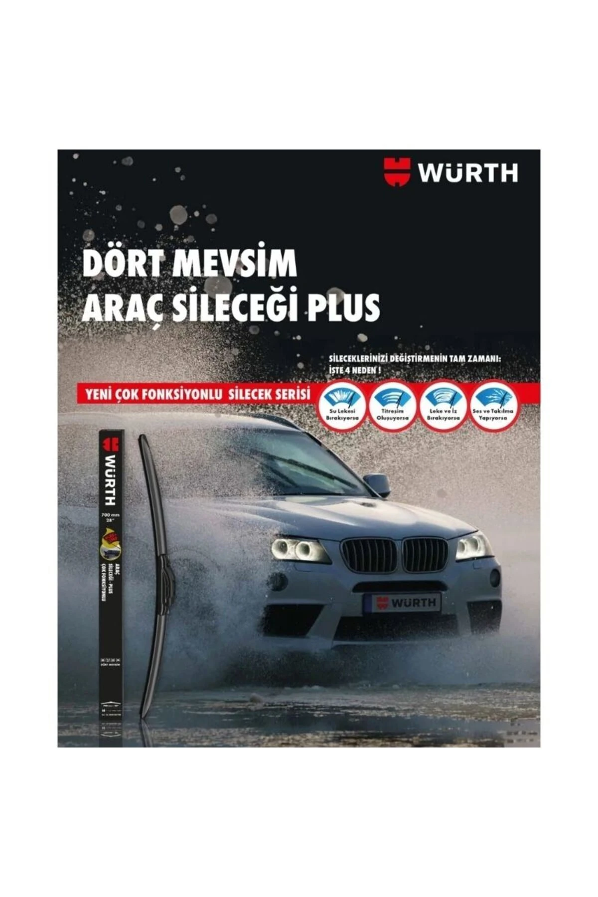Bmw 5 (F10) 2012-2016  Uyumlu Dört Mevsim Sileceği Plus 2'li Takım 650MM+450MM