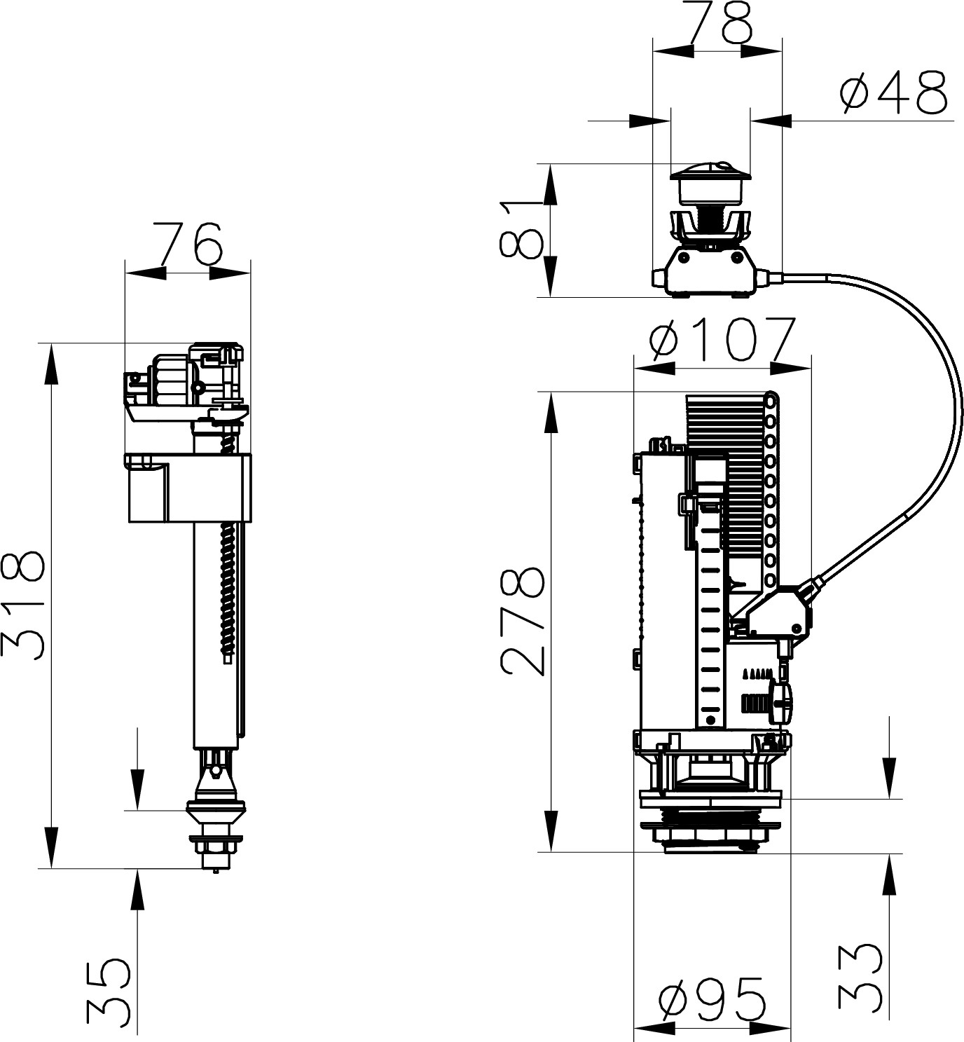 Plus 330B4110 Rezervuar İç Takımı, Alttan Su Girişli, 3/6 L