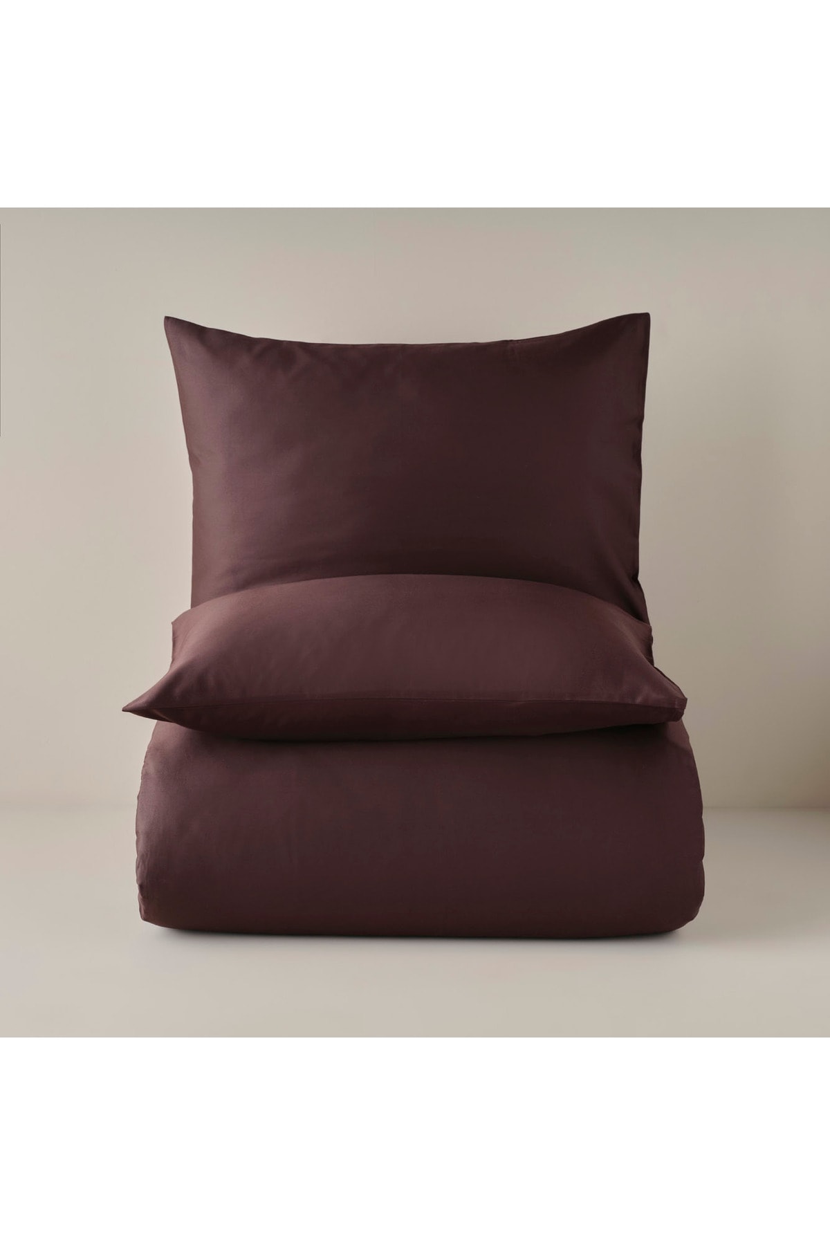 %100 Pamuk Saten Supreme Basic King Size Nevresim Seti Kahverengi (240x220 cm)
