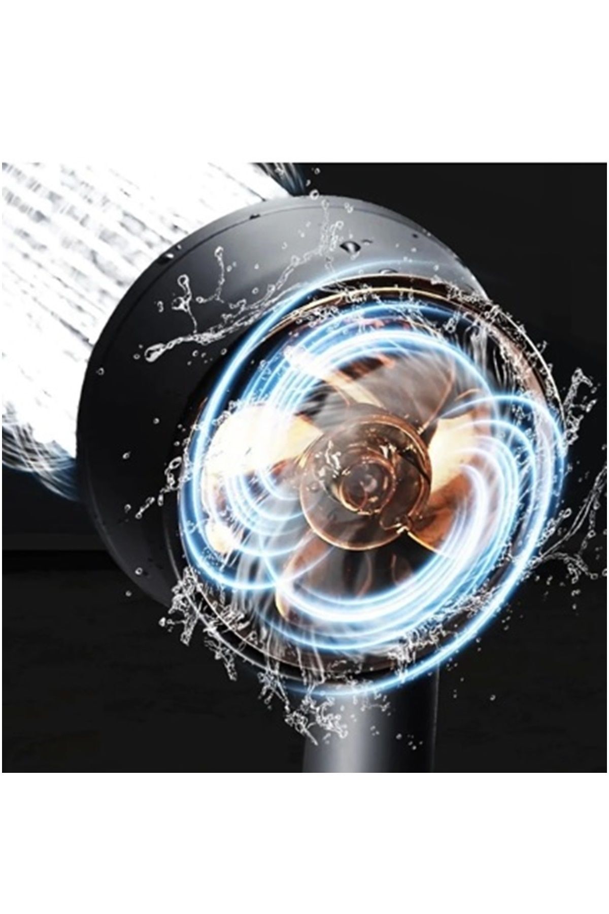 Turbo Pervaneli 5 Fonksiyonlu Duş Başlığı Ve Siyah Duş Hortumu 150 Cm Set