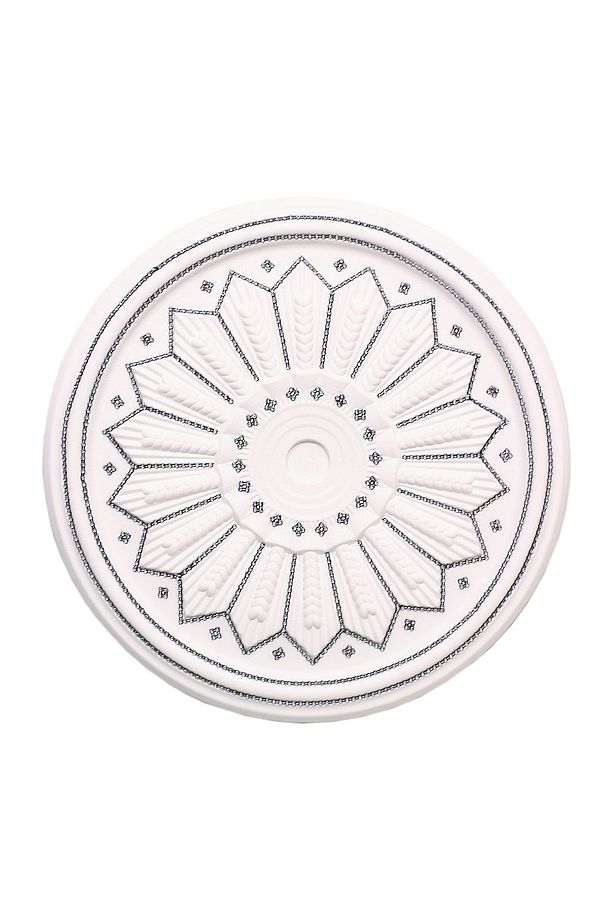 BAŞAK Desenli Stropiyer Taşlı Tavan Lamba Göbeği -Siyah Renk-40 cm