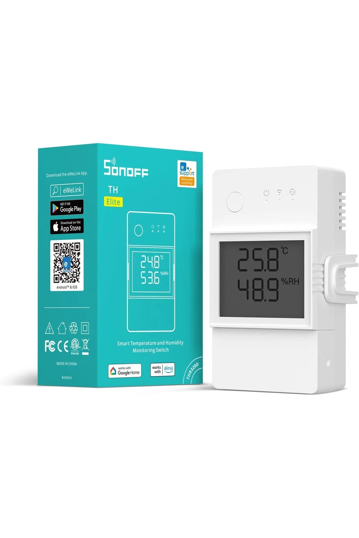 Ezg THR320D 20A Akıllı Sıcaklık ve Nem İzleme Anahtarı, Alexa, Google Home, RJ9 4P4C Arayüzü