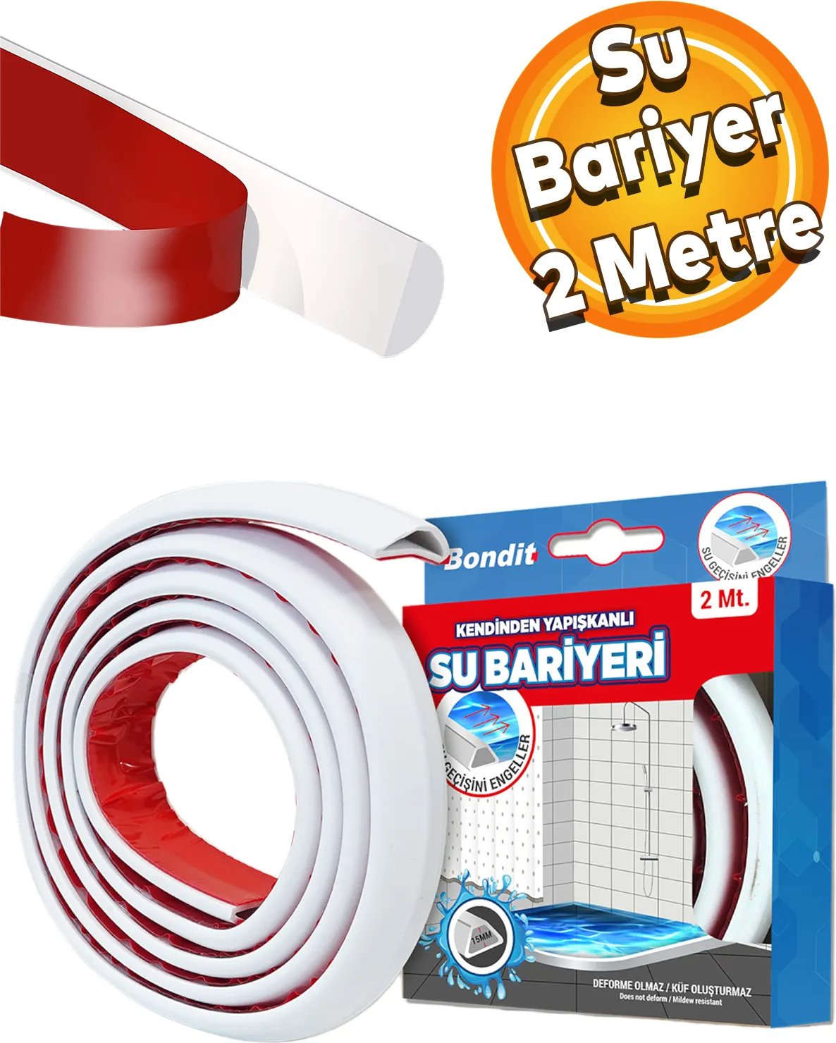 Su Bariyeri Kapı Altı Sızdırmaz Su Tutucu Yapışkanlı Slikon Bant Bandı 2 Metre BND01020015 23336