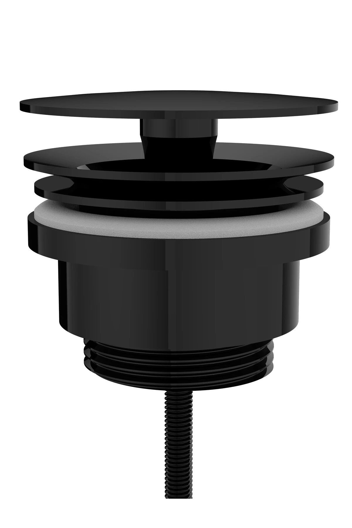 A4514839 Lavabo Yuvarlak Süzgeci, Parlak Siyah