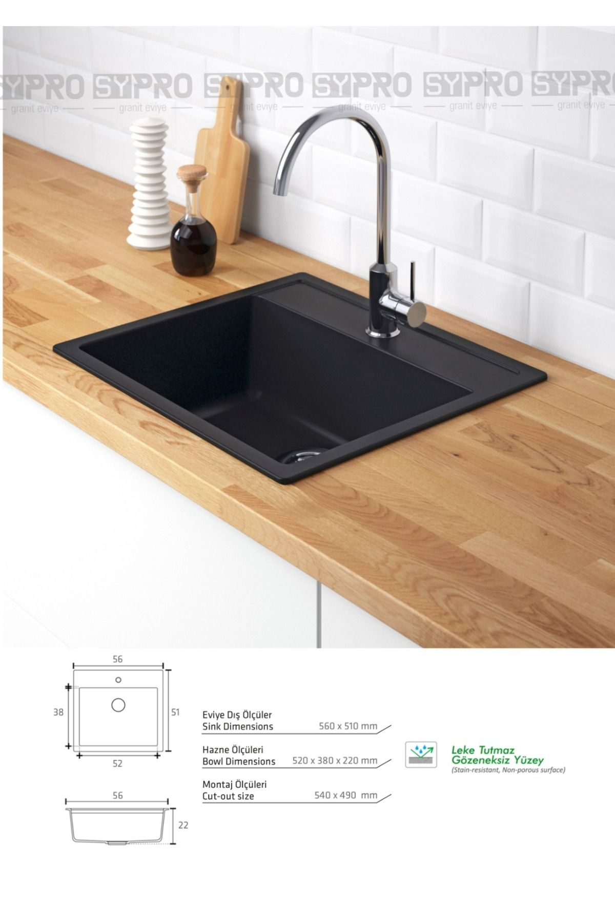 Granit Eviye | Kare | Beyaz Ametist Sp-01 | Evye