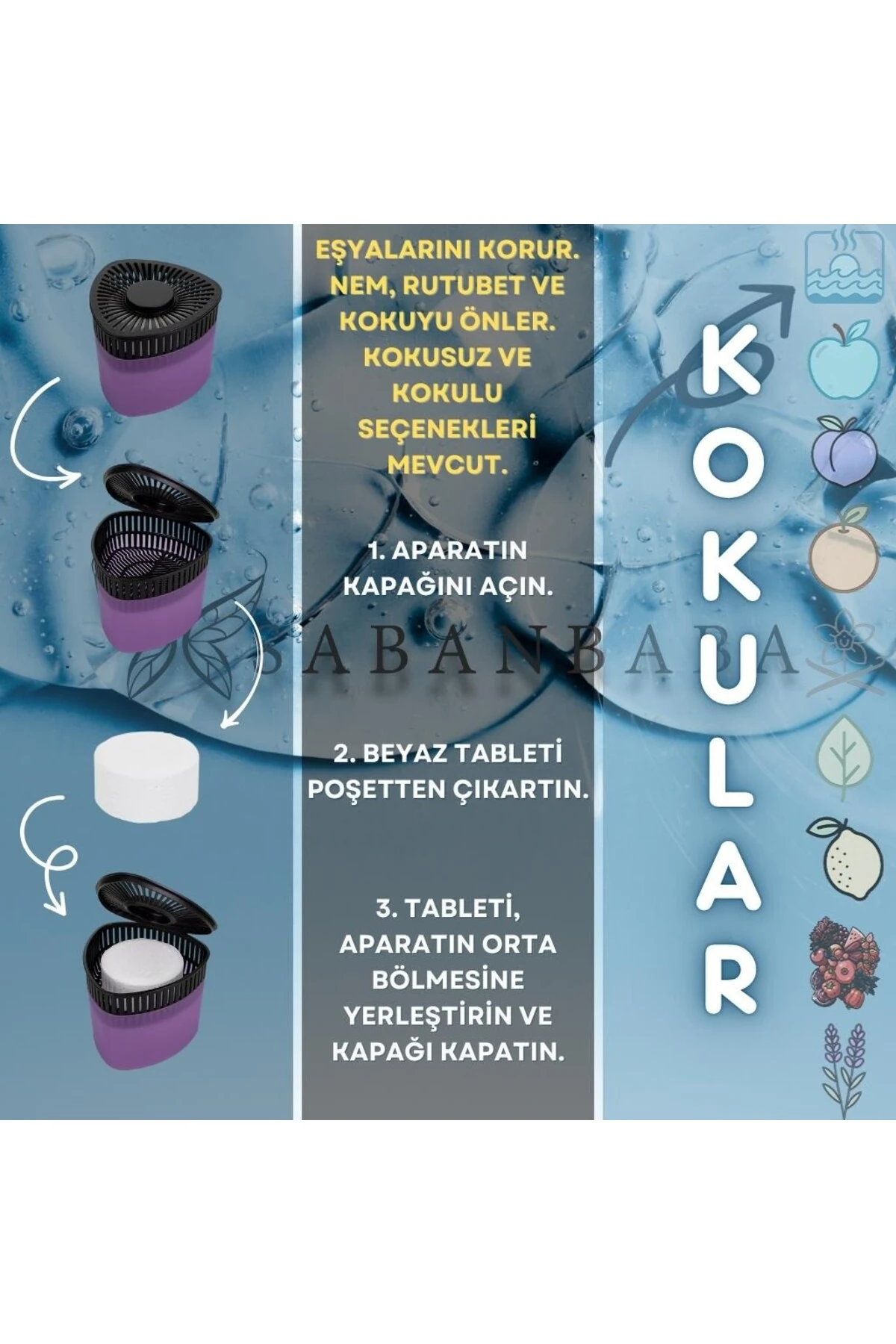 500 gr Nem Alıcılı Ve Rutubet Giderici Aparat Üçgen Lavanta (Tablet Dahil)