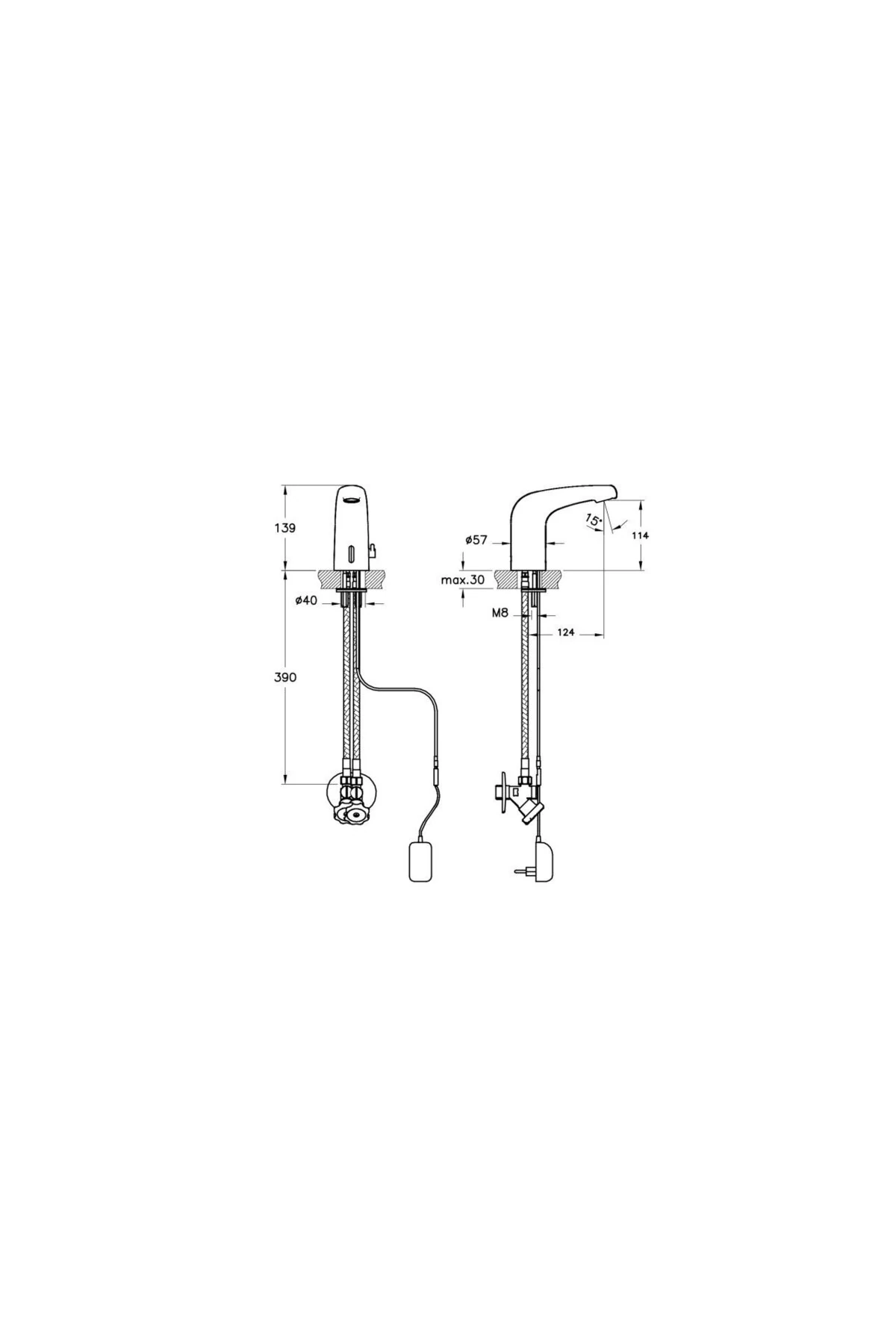 A47106 Aquasee Wing Fotoselli Lavabo Batarya Tek Su Giriş