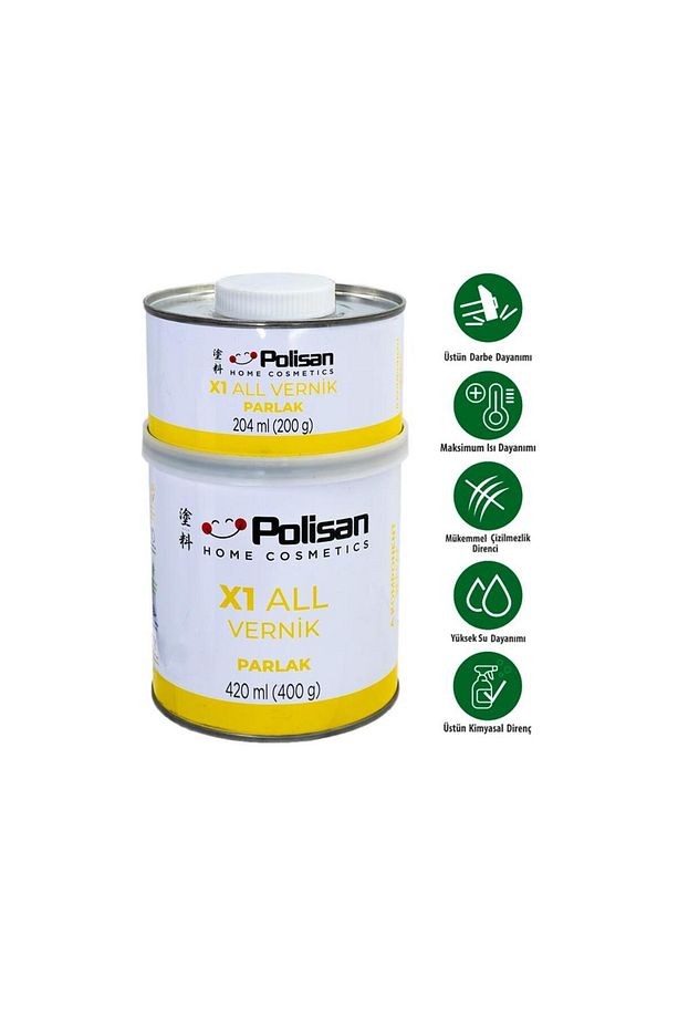 X1 All Vernik PARLAK Şeffaf Çift Bileşenli 0.6 Kg