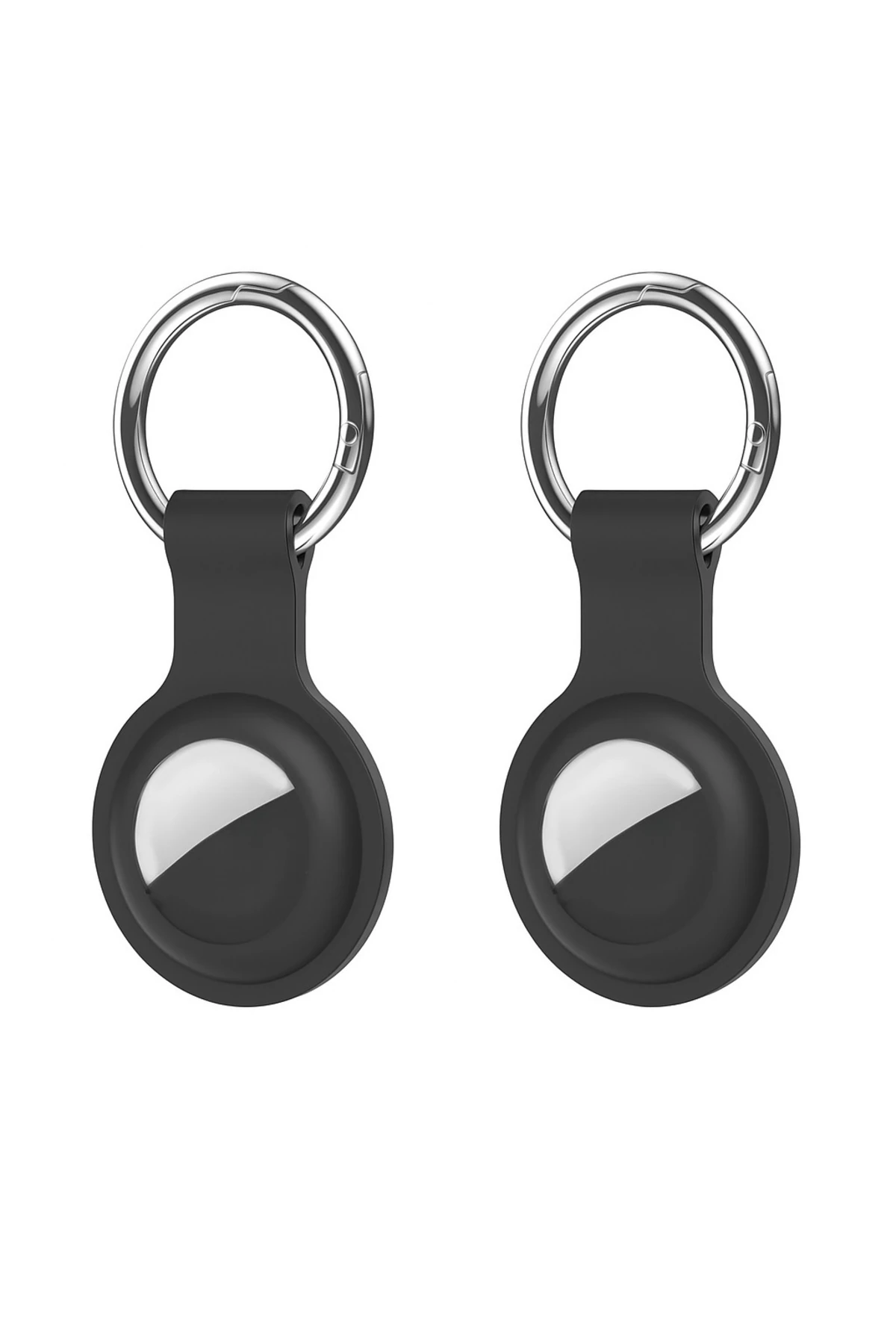 AirTag ile Uyumlu Anahtarlıklı Silikon Kılıf A010 Koruyucu Anahtarlık Siyah 2'li Paket