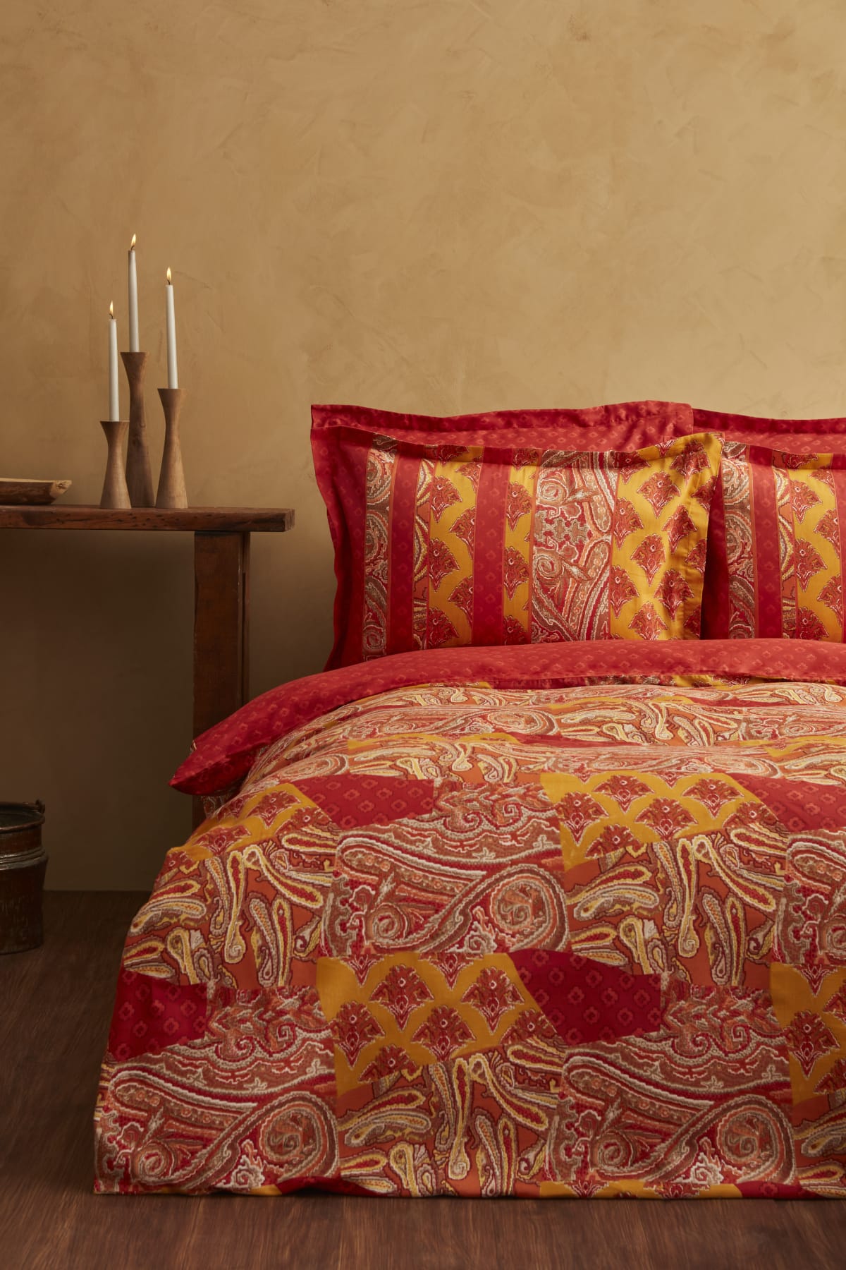 Marıs Terracotta %100 Pamuk Çift Kişilik Saten Nevresim Takımı