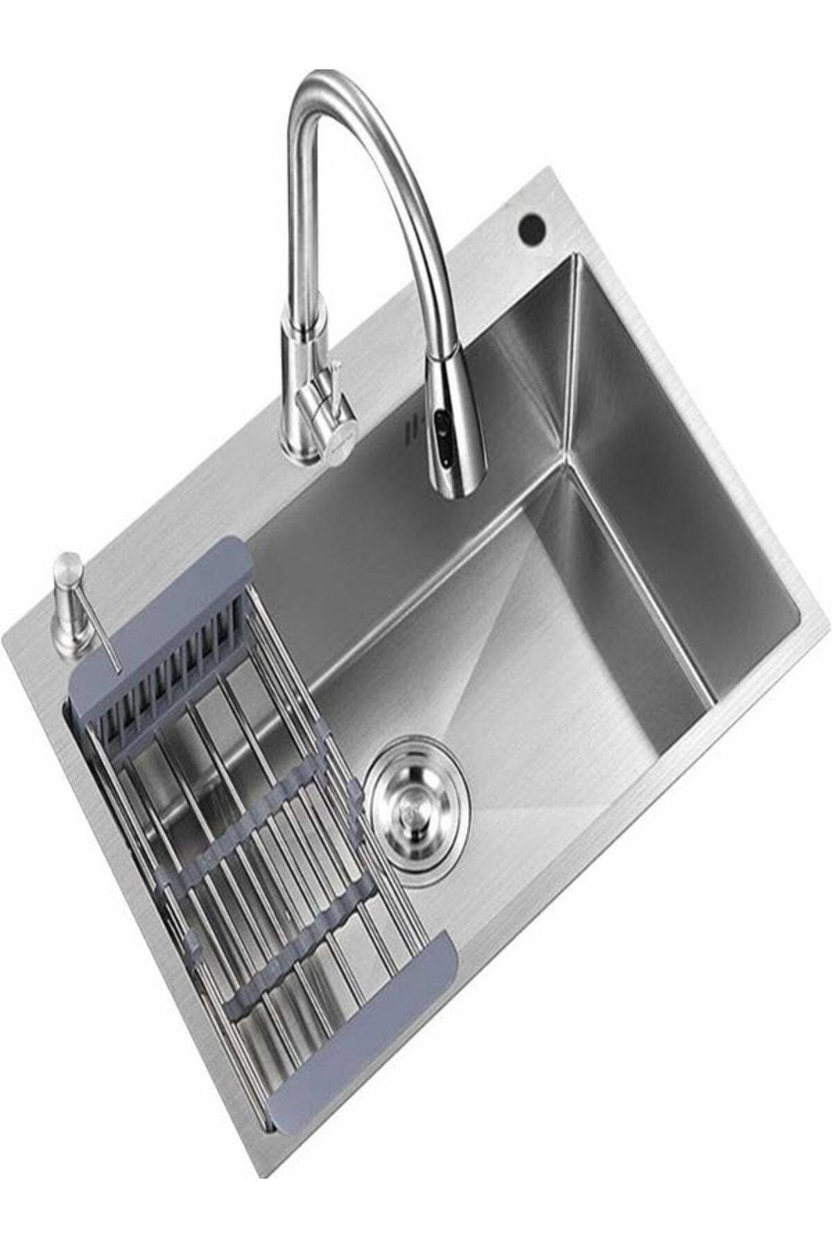 Almaya Tezgah Üstü Gümüş Eviye 304 60*45