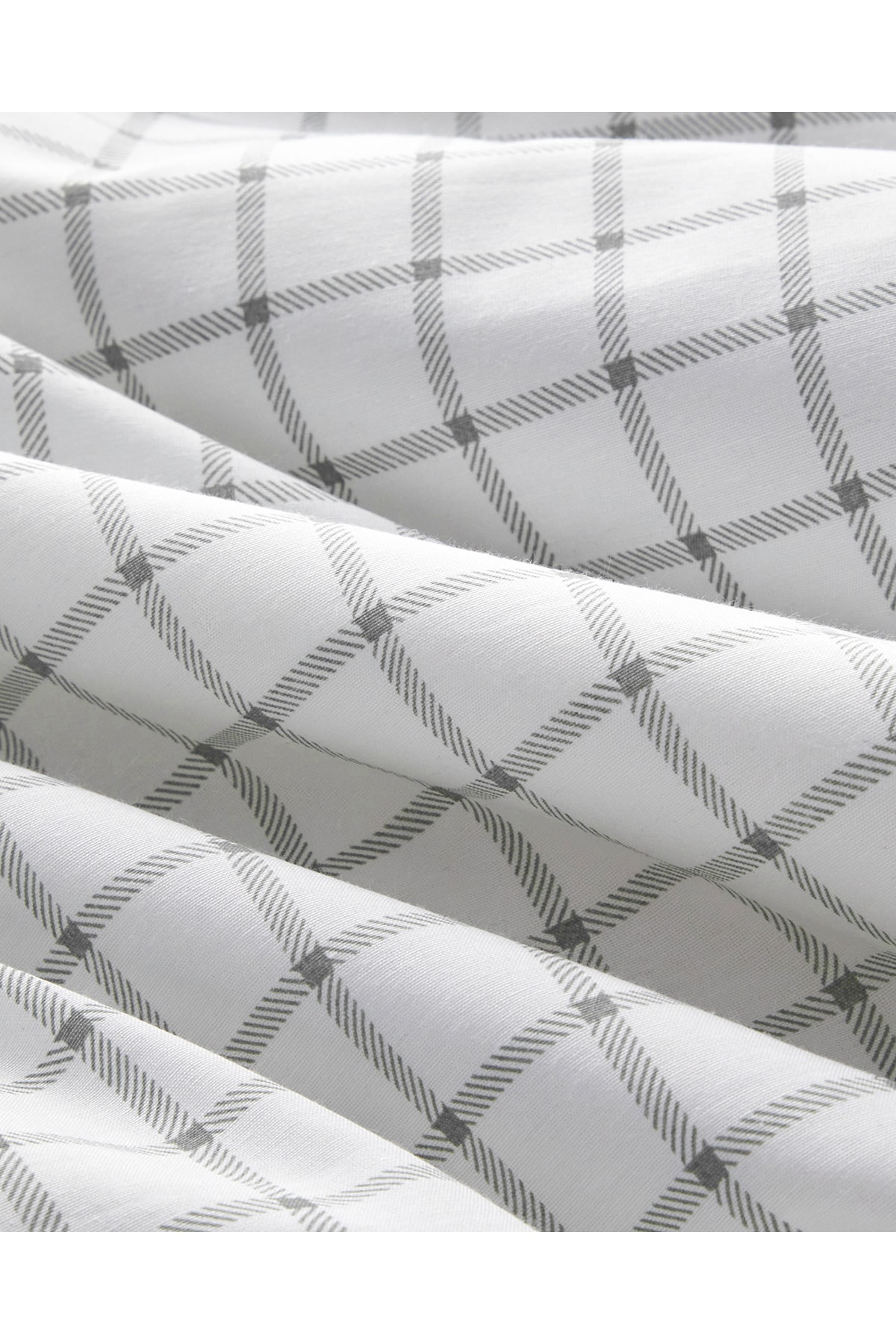 Simple Checks Kolay Ütülenir Tek Kişilik Nevresim Takımı 160x220 cm Gri