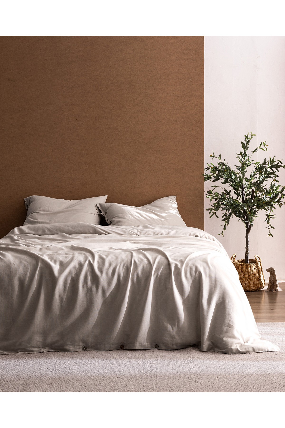 Songe King Size %100 Pamuk Chambre Nevresim Takımı - Taş