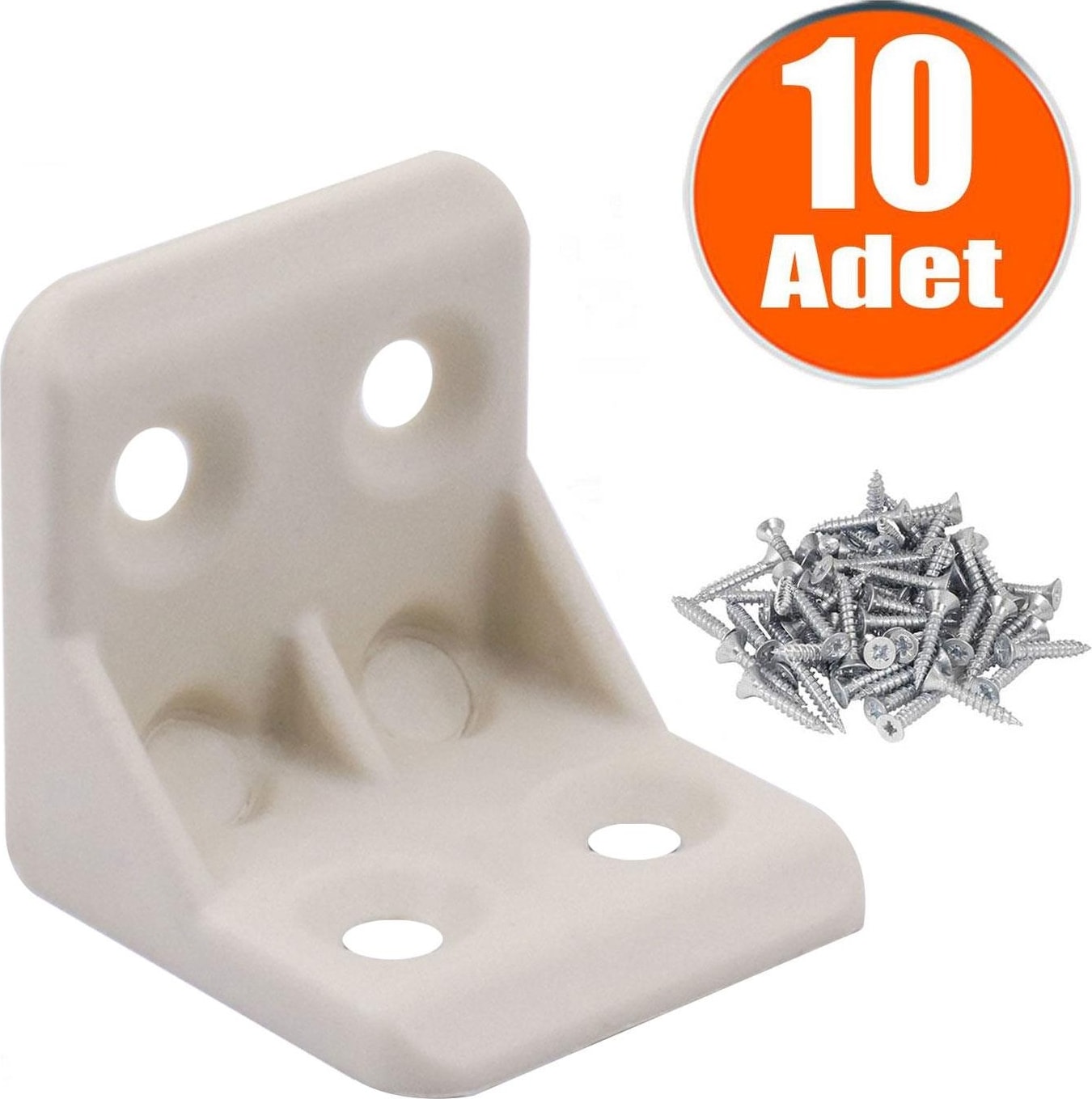Mobilya Eşya Dolap Köşebent Bağlantı Sabitleme Sabitleyici L Gönye 25x25x25 Mm Krem (10 ADET)