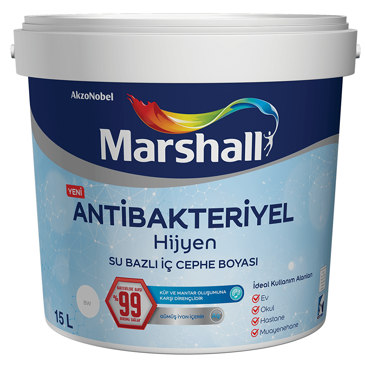 Marshall Antibakteriyel Hijyen 15 lt Silinebilir İç Cephe Boyası