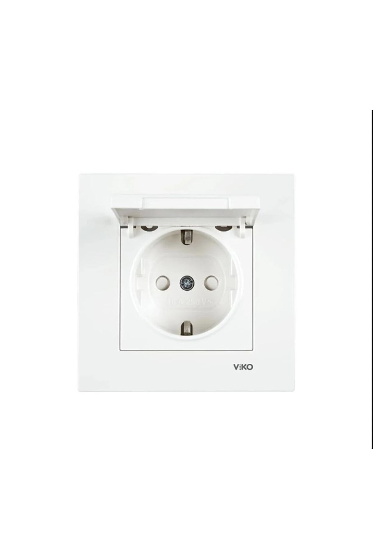 KARRE MEK.TUŞ KAPAKLI TOPRAKLI PRİZ BEYAZ (ÇERÇEVE DAHİL)
