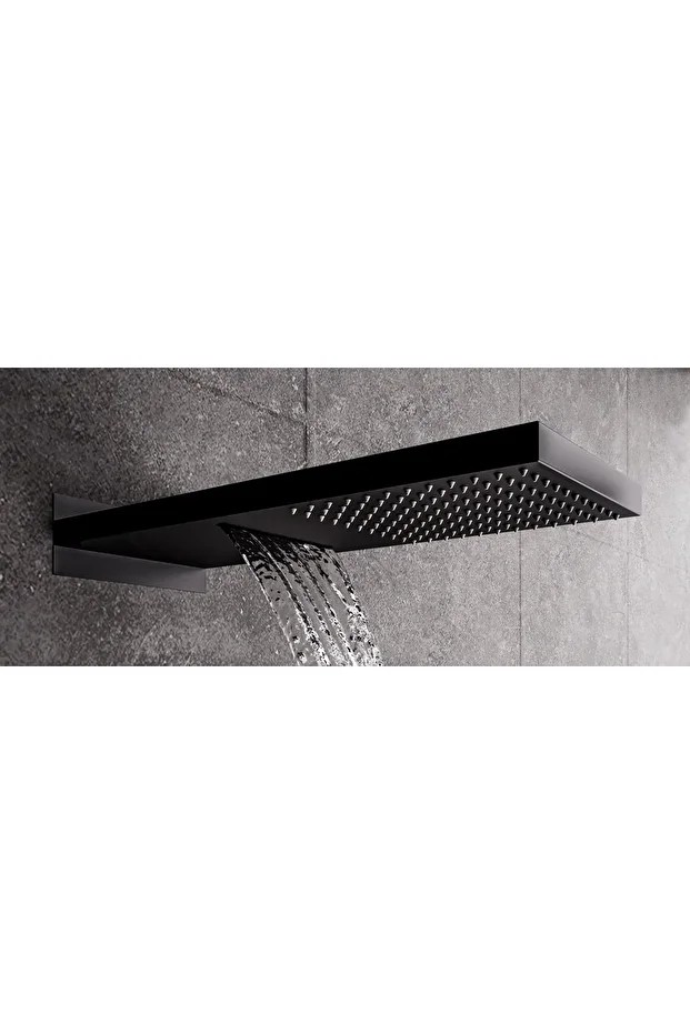 Ankastre Panel Tepe Duş Başlığı Şelale Siyah Ktd110-b