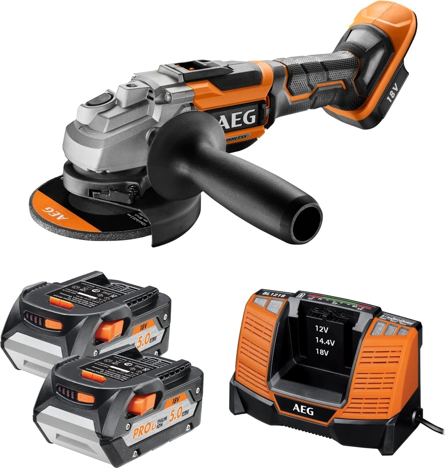 BEWS18-125BLLI-502C Akülü Kömürsüz Avuç Taşlama 18 Volt 5.0 Ah 125 mm
