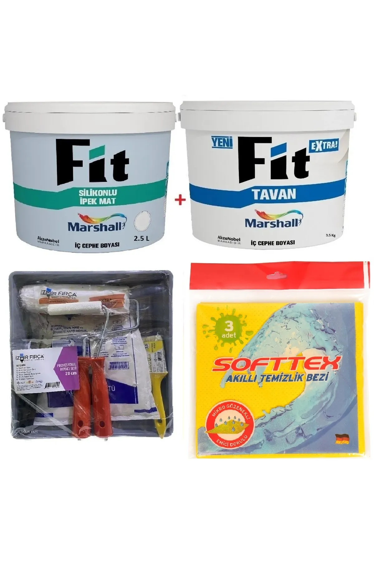 MARSHALL Fit Silikonlu Ipek Mat Iç Cephe Boyası 3.5 Kg + Fit Extra Tavan Boyası 3.5 Kg