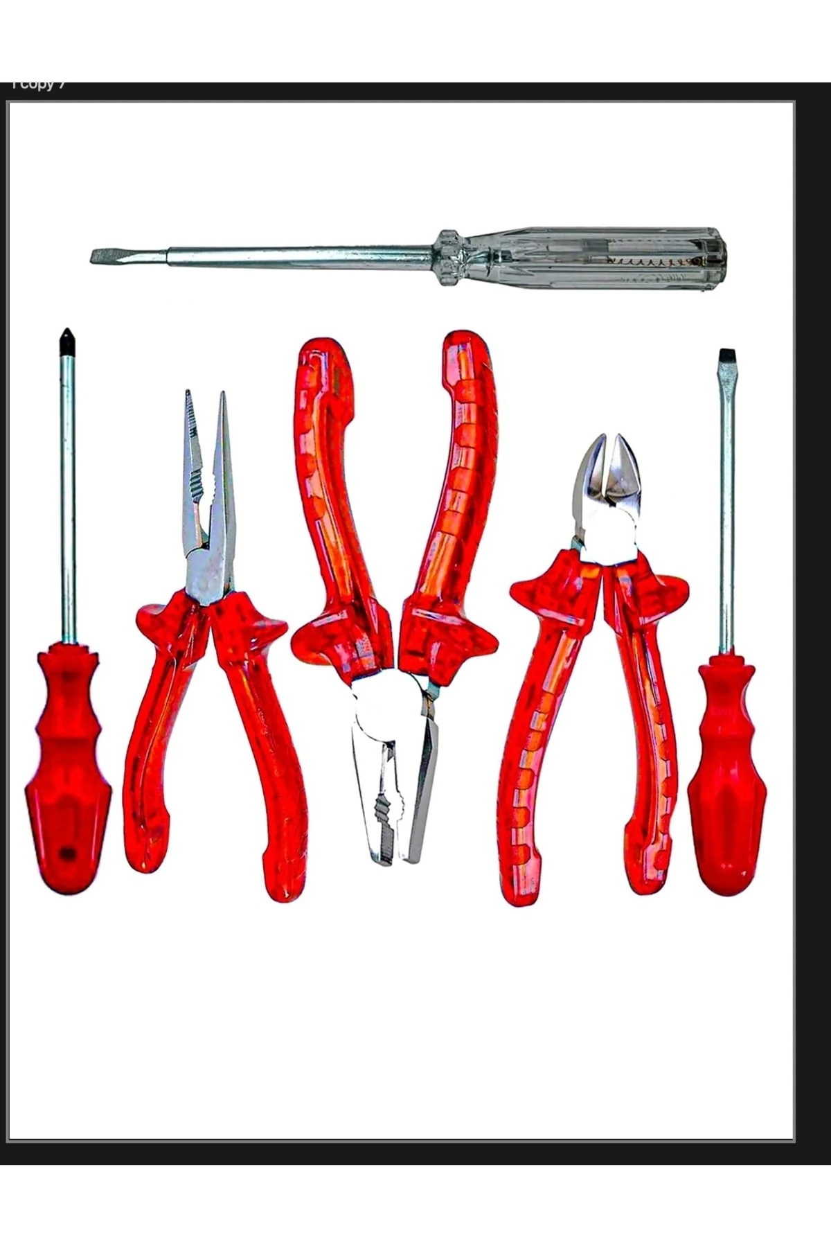 Pense Yan Keski Karga Burnu Düz Tornavida Kontrol Kalemi Takım Seti...