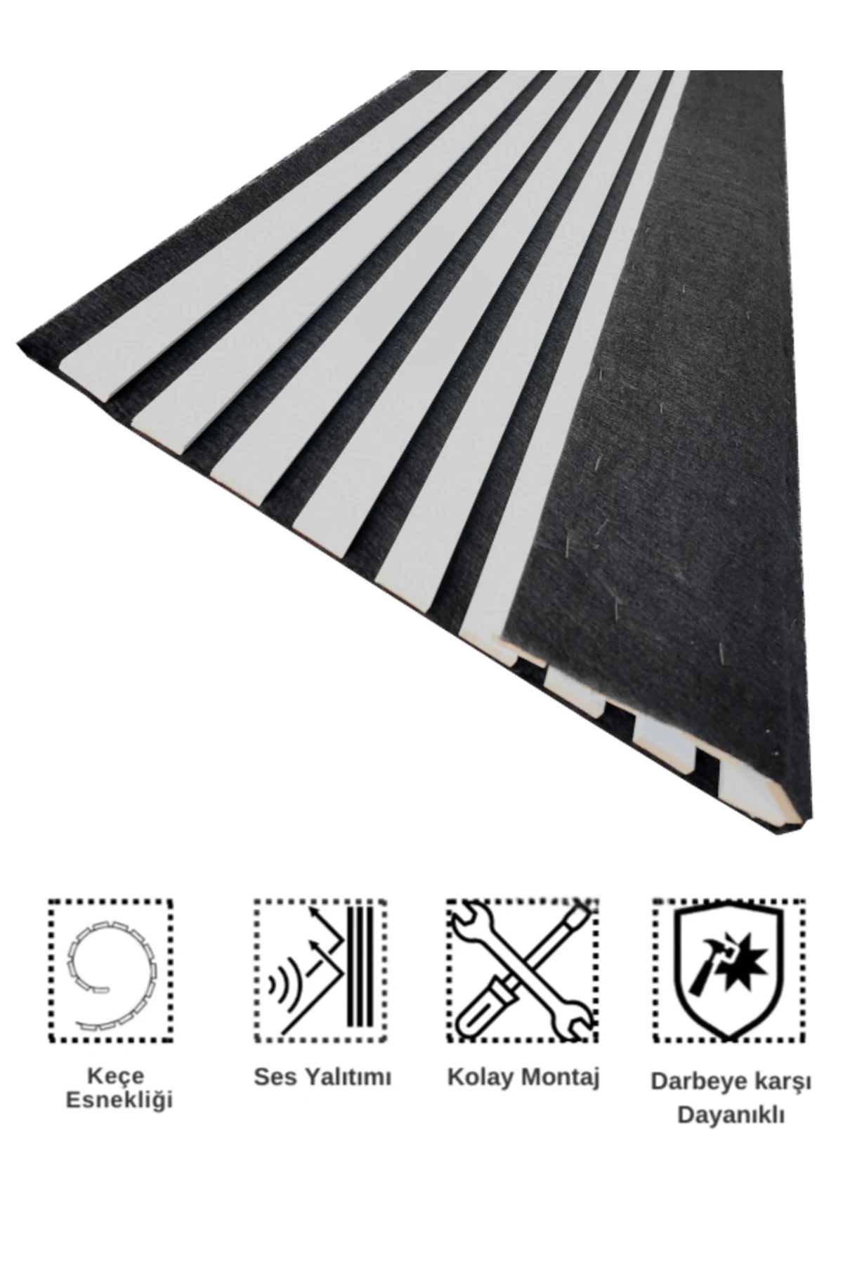 MDF Ahşap Akustik Puvar Paneli 60X275 cm- Soft Gri