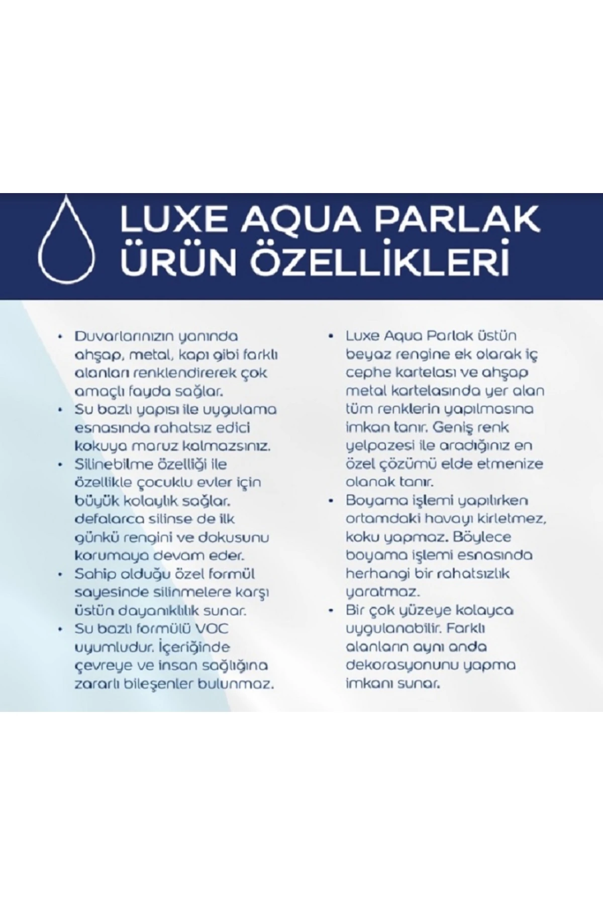 Su Bazlı LUXE AQUA Parlak Akrilik Esaslı Dekoratif Boya 2.5 Lt  PATİKA
