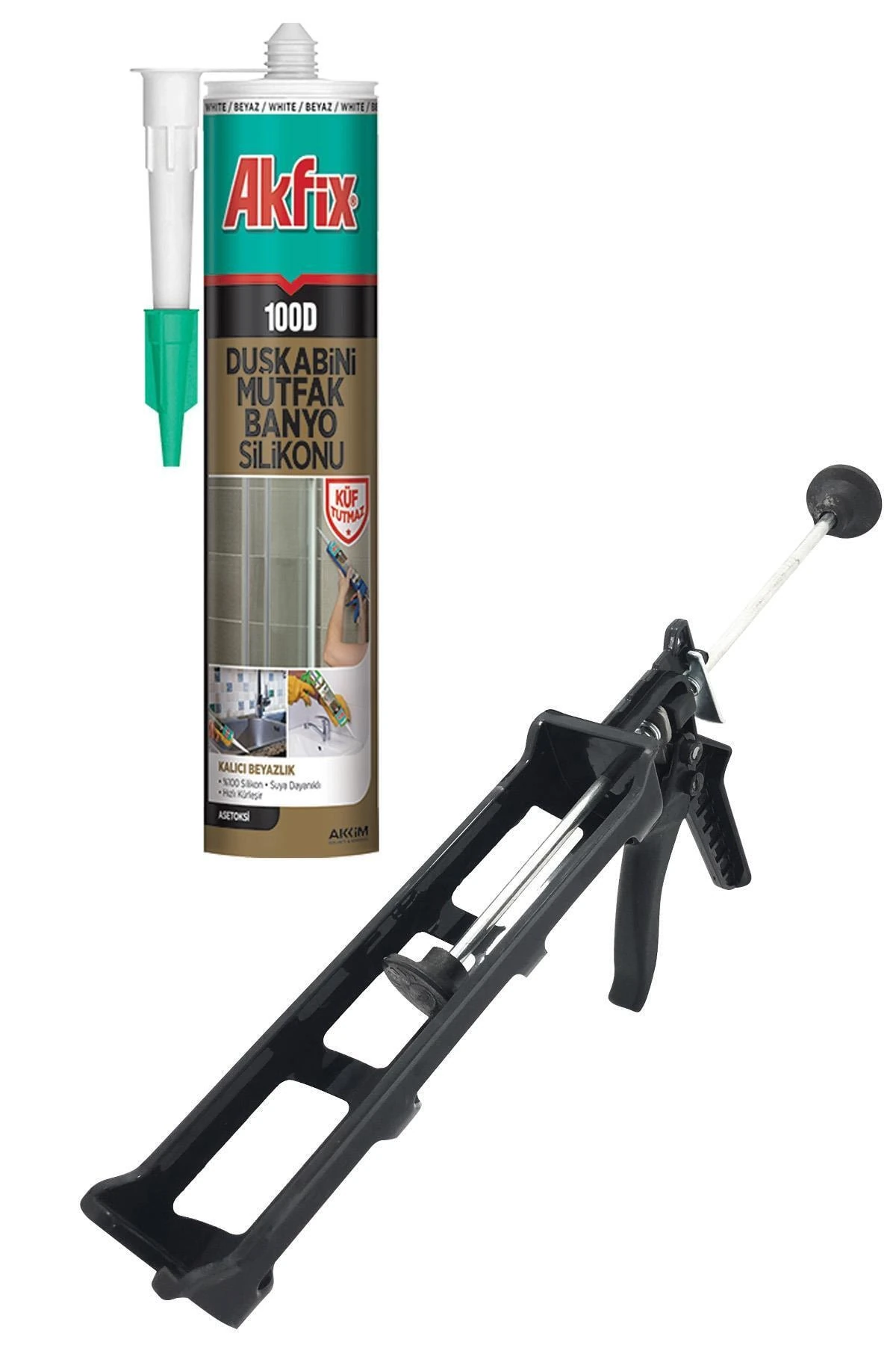 100d Şeffaf Duşakabin Silikonu 310ml + Silikon Tabancası