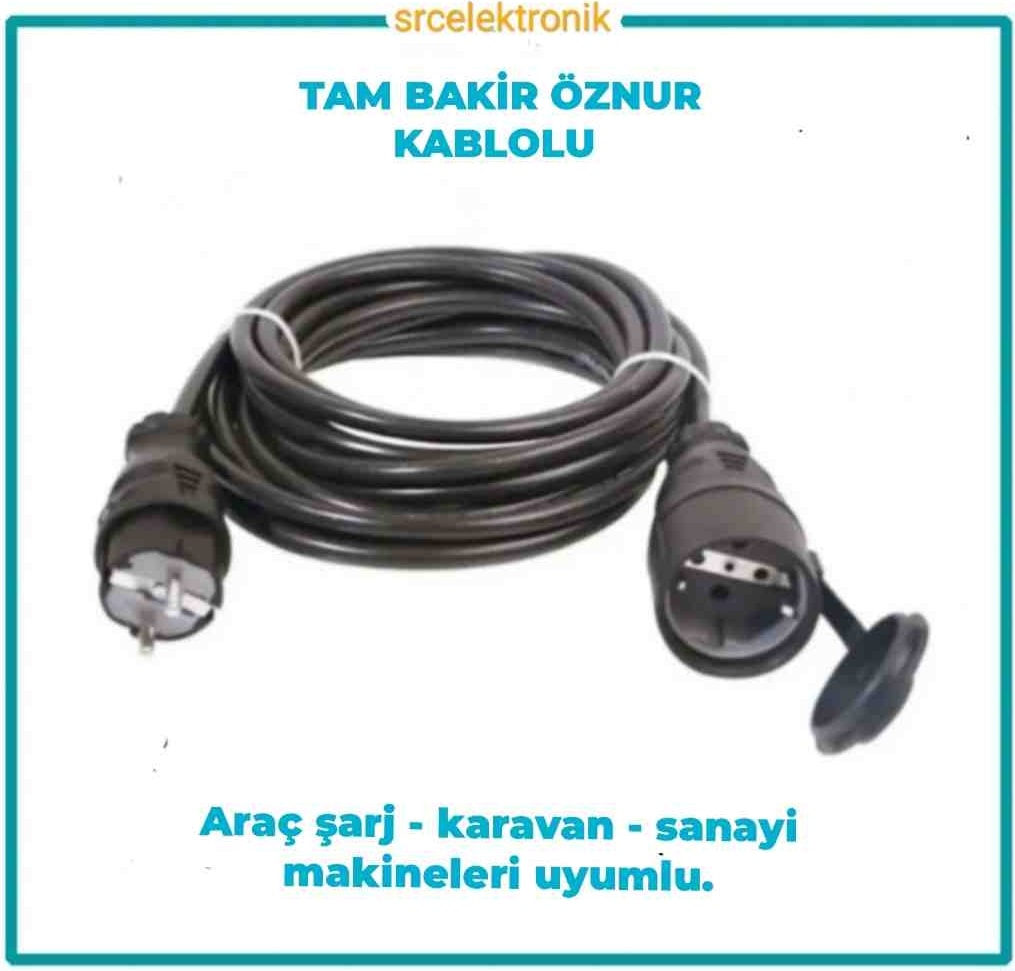 Uzatma (1-20 Metre Arası )3x2.5 % Yüz Tam Bakır Seyyar Kablo (Arac Şarjı -Karavan ve Sanayi Cihazları Uyumlu)