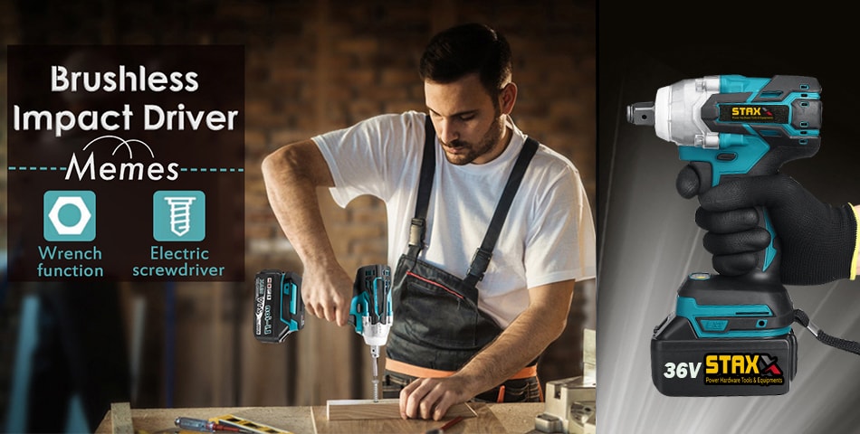 Staxx POWER36V Darbeli Çift Torq Kömürsüz Bakır Sargı Çift Akülü Şarjlı Metal Somun Sökme Bijon Matkap Seti
