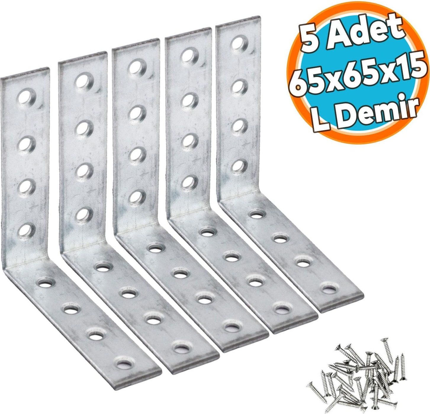 (5 Adet) Mobilya Eşya Dolap Yatak Duvara Sabitleme Köşebent Bağlantı Aparatı L Demiri Gönye 65X65X15 mm